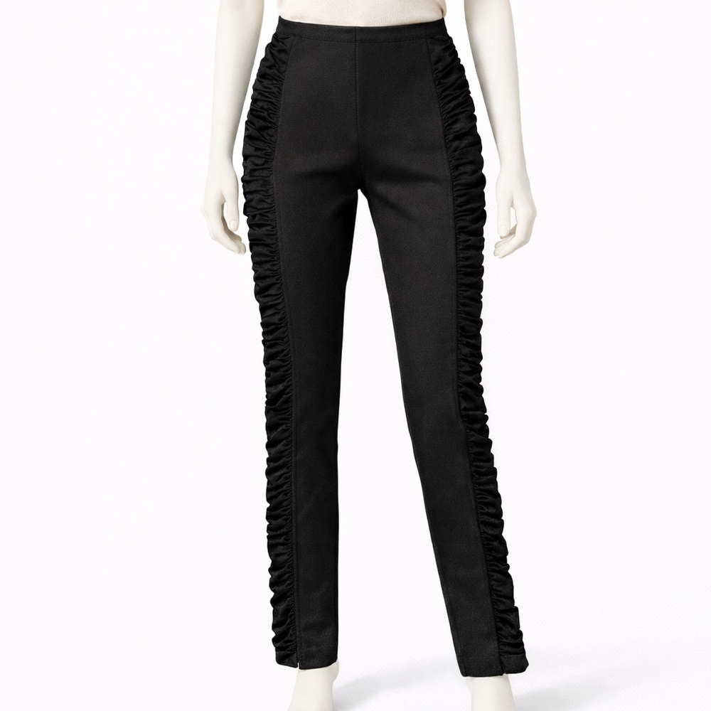 Burberry London Black Limited Edition Side Ruched Legging Ponte Pant EUC Size 2